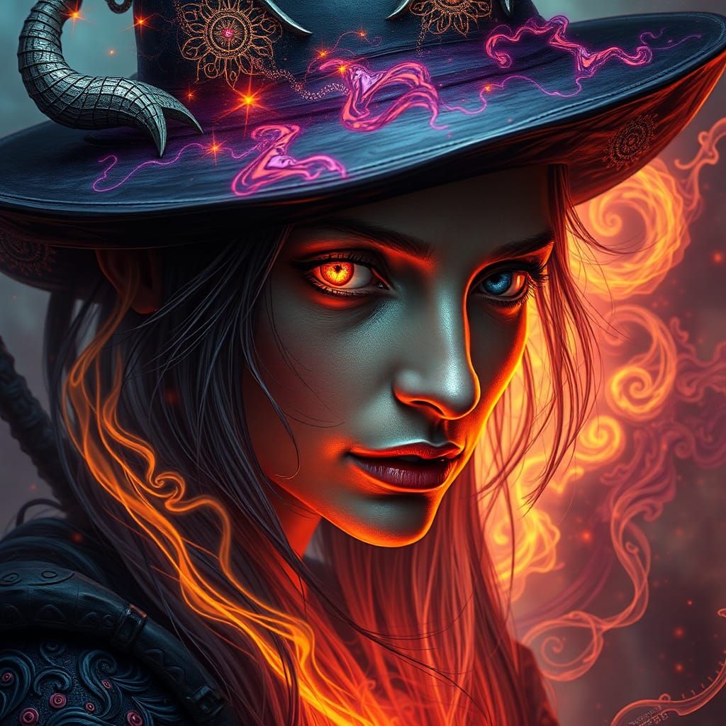 Mystical Witch Portrait in Hyperrealistic Digital Art
