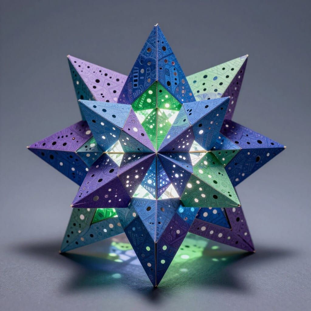 Glowing Origami Star from Punch Card Tape
