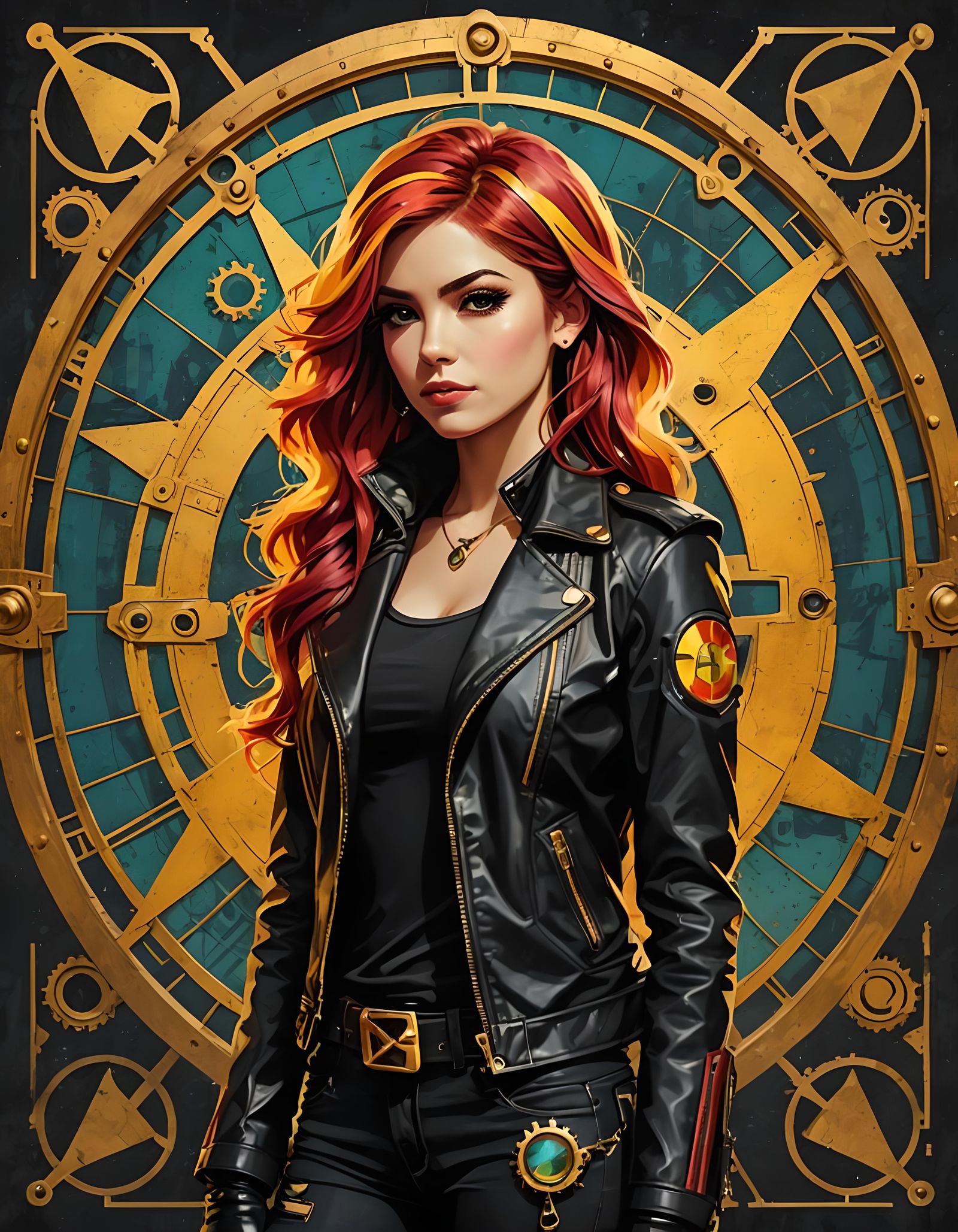 Sunset Shimmer in Steampunk Pop Art Style