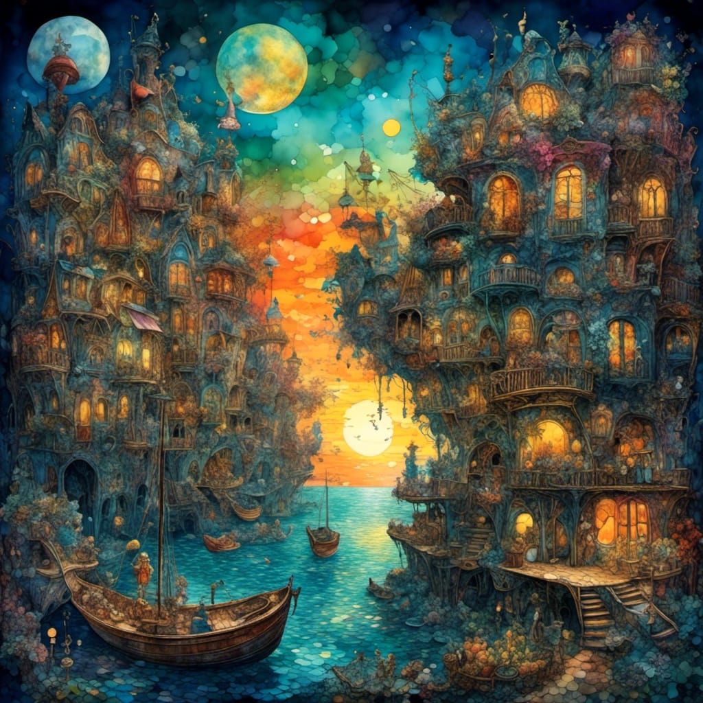 Summer Sunrise Alcohol Ink Illustration