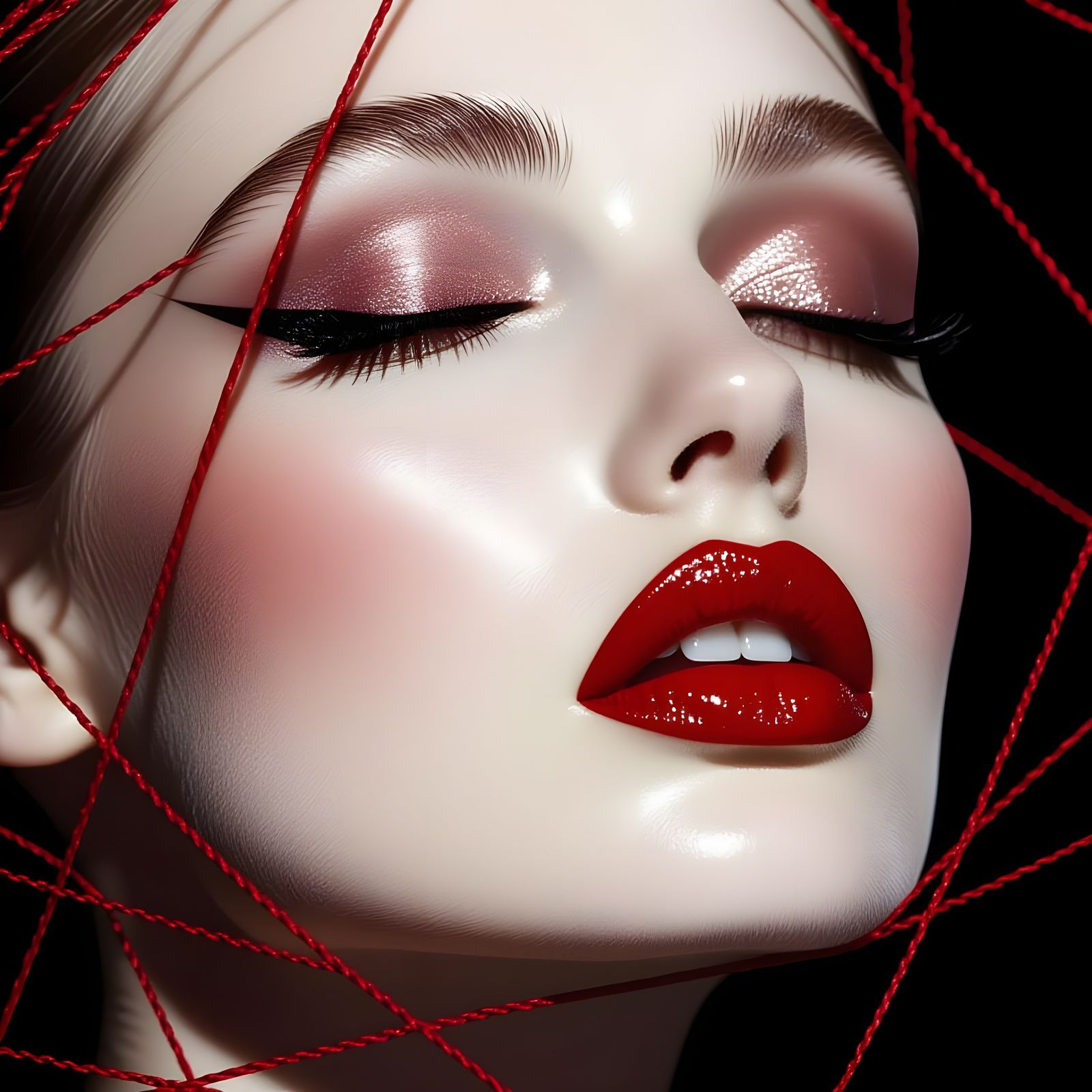 Fiery Woman: Dramatic Close-Up Portrait