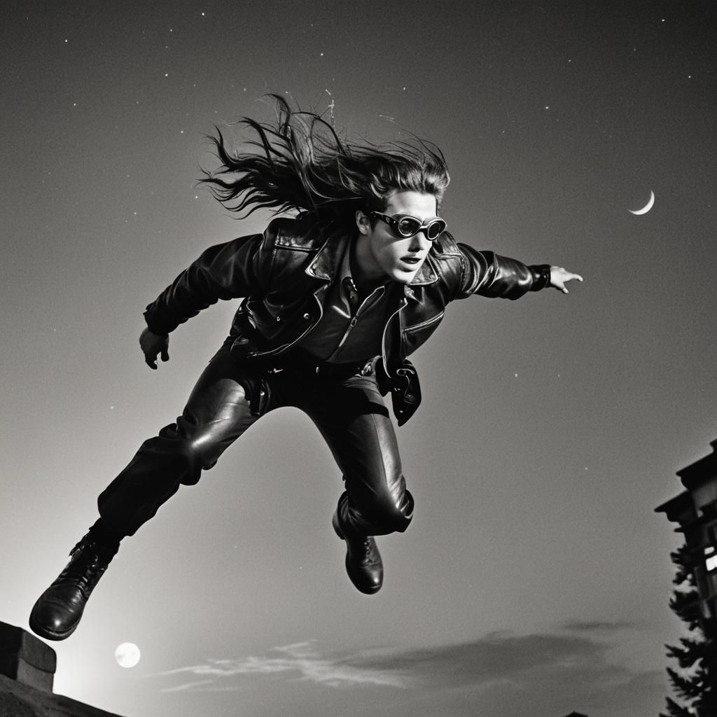 Nocturnal Eclipse Explorer in Film Noir Style