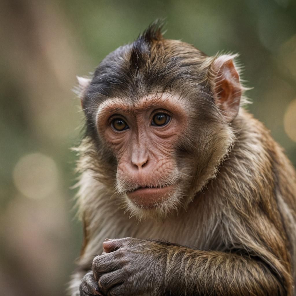 Sad Monkey Portrait in Natural Light