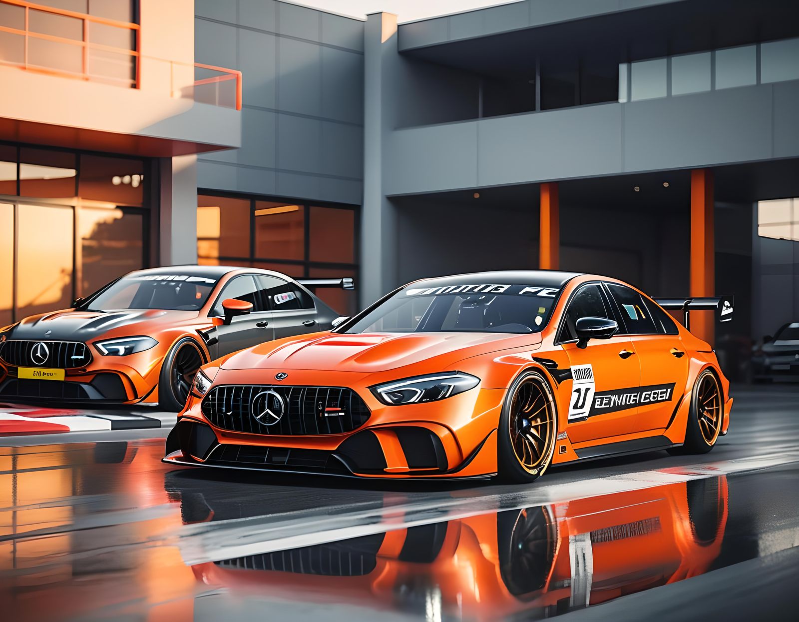 Neon Orange E63s DTM Race Car, 3D Render
