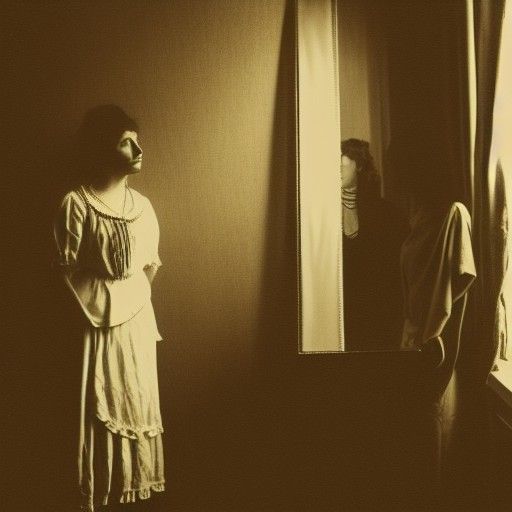 Ominous Victorian Reflection in Sepia
