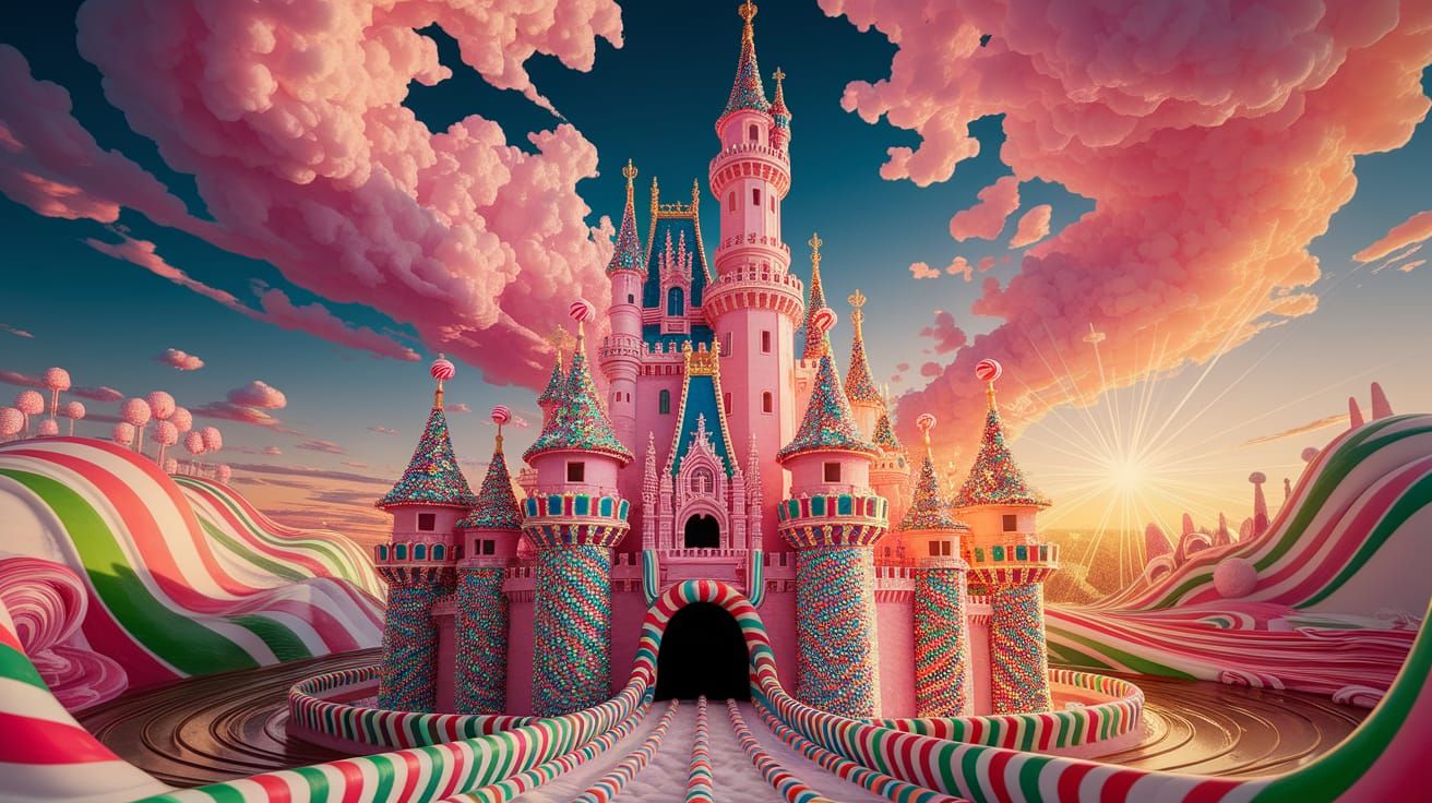 Majestic Candy Castle at Fantastical Sunset