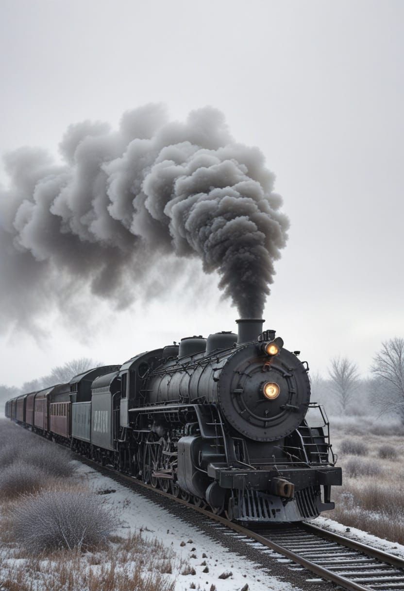 Vibrant Winter Steam Train Ride