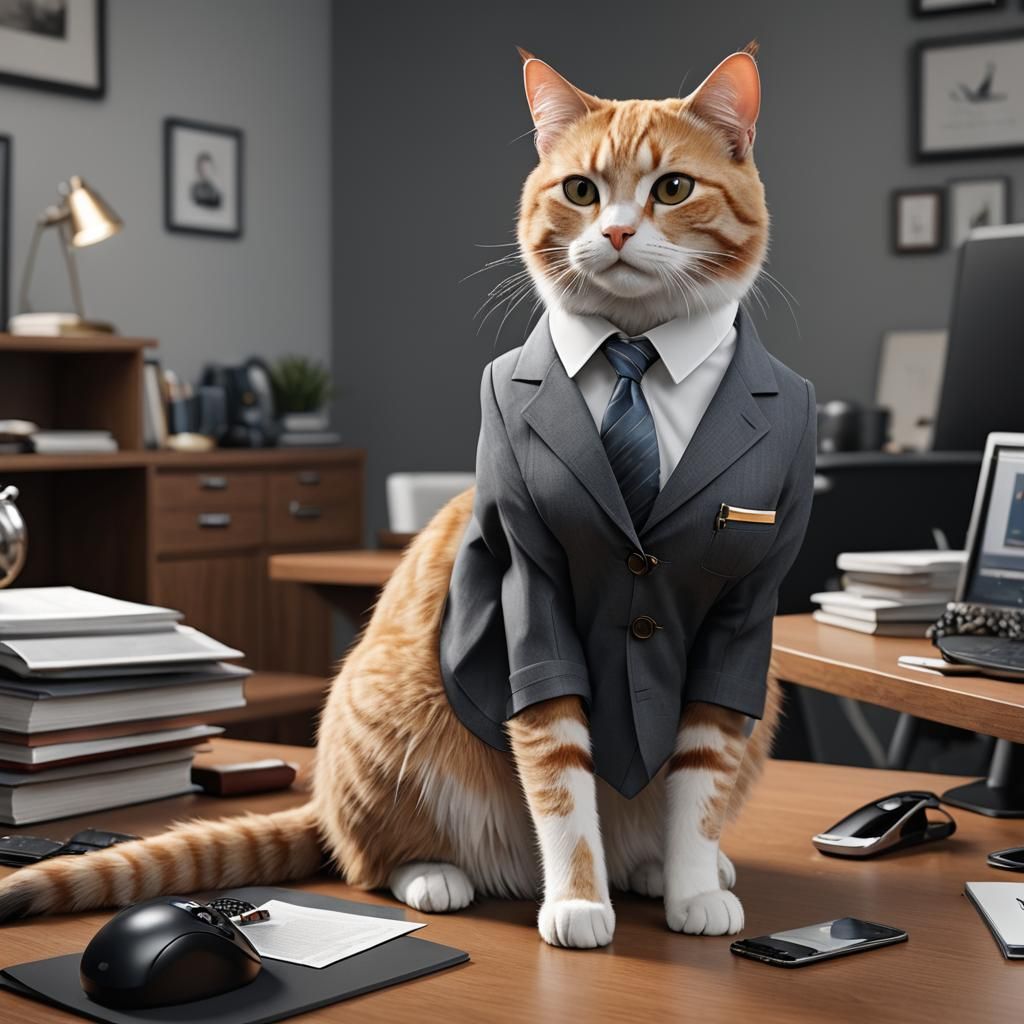 Cat Executive Assistant in Business Attire