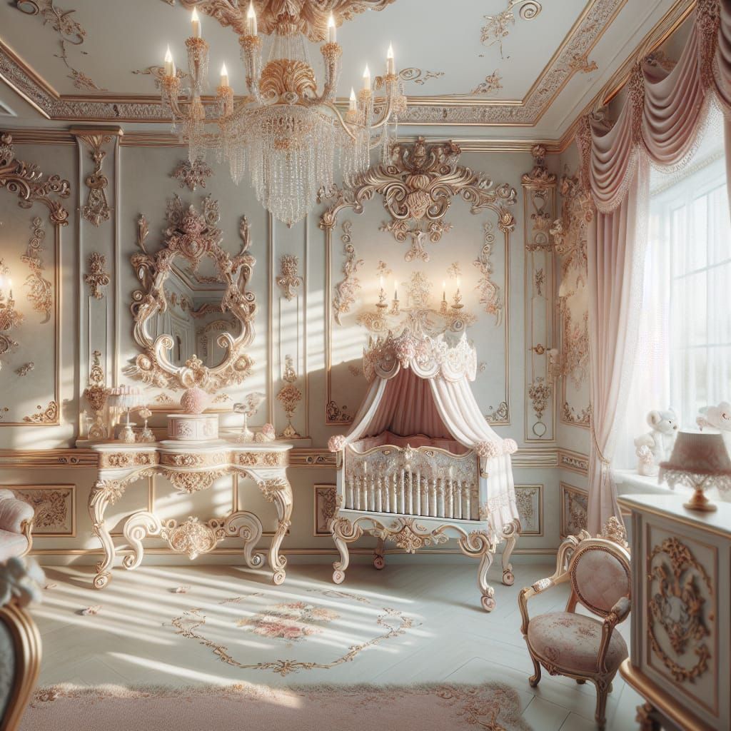 Rococo Princess Nursery with Cradle
