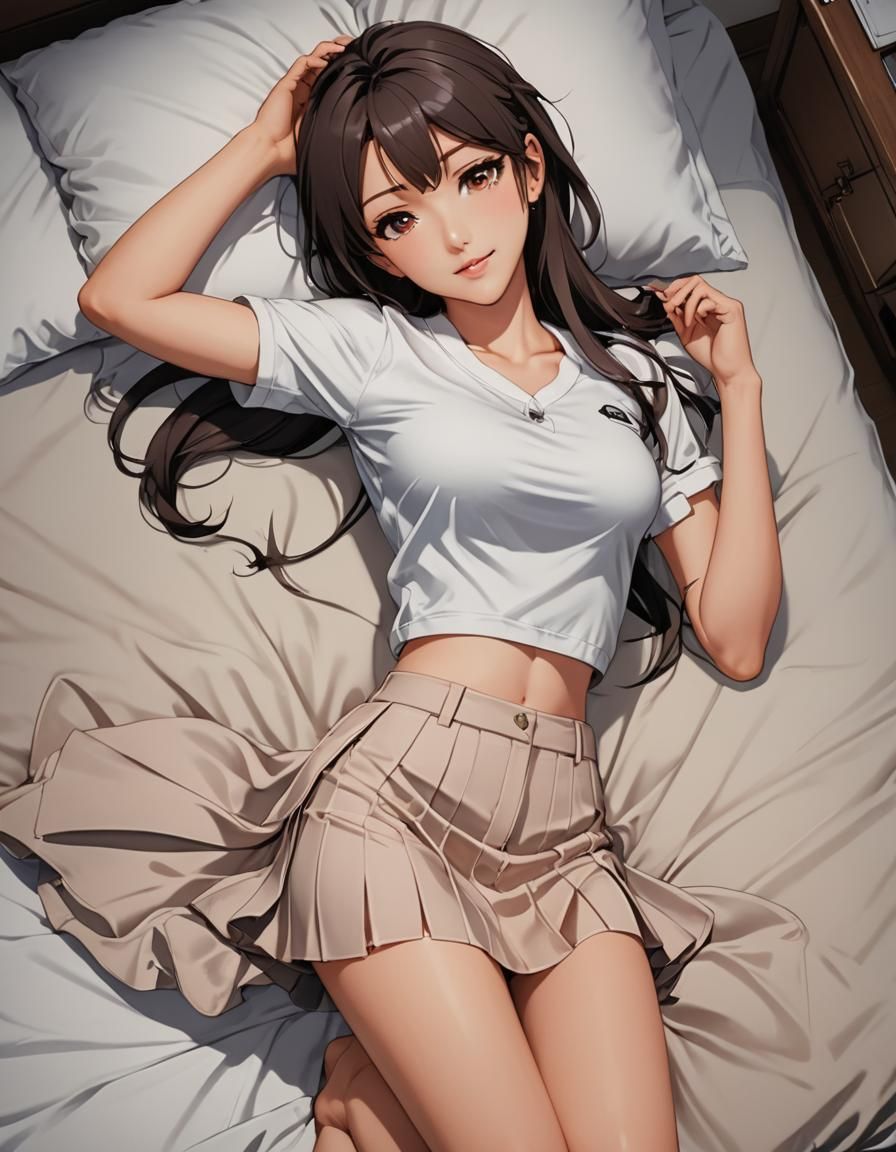 Sensual Anime Girl in Cel-Shaded Style