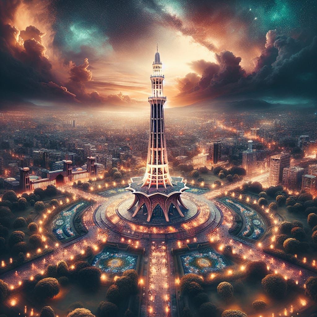 Magnificent Digital Painting of Minar-e-Pakistan