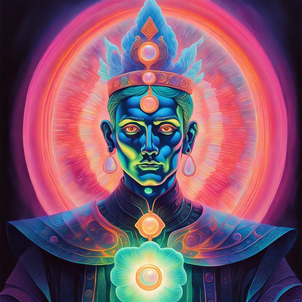 Money God: A Neon-Classicism Concept Art Piece