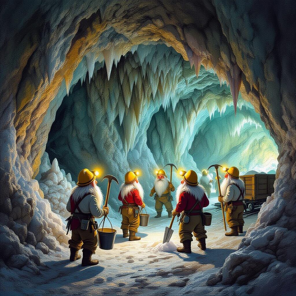 Seven Dwarfs Mining Salt in Wieliczka Mine