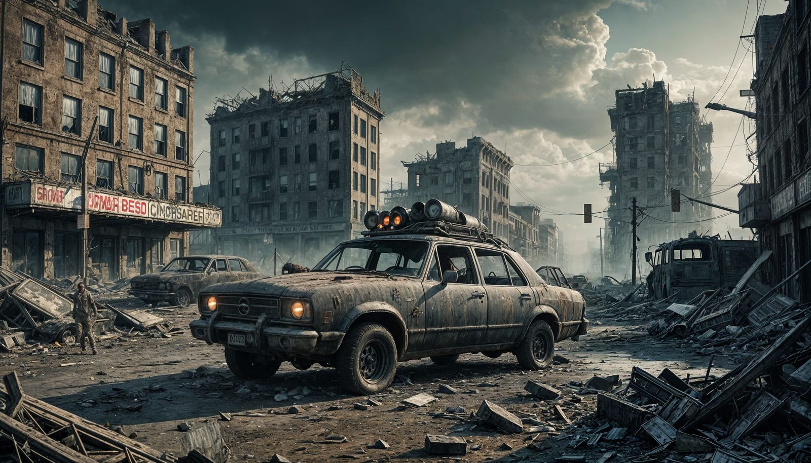 Desolate Post-Apocalyptic Wasteland in Dark Gritty Style
