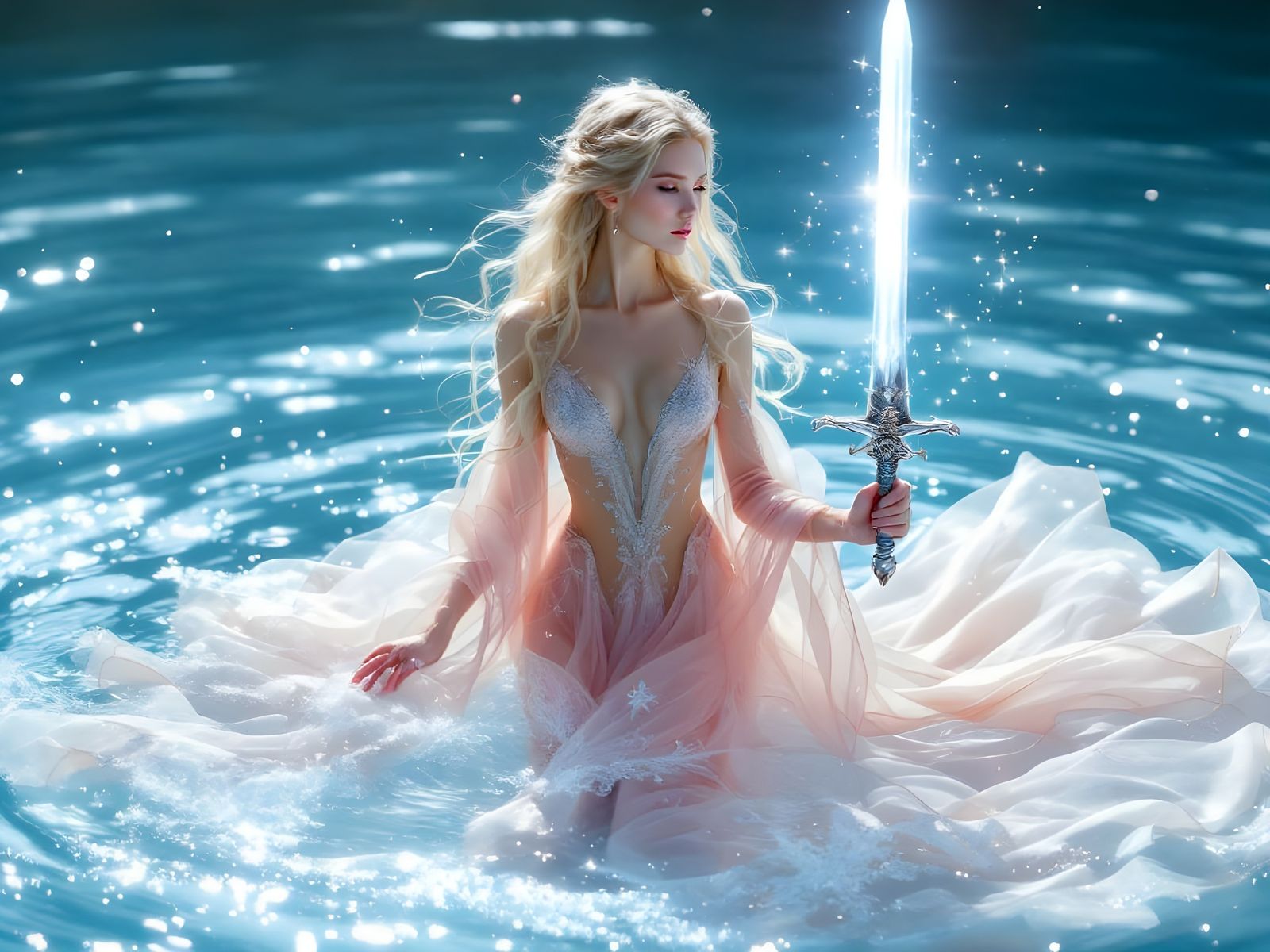 Ethereal Goddess Rises with Excalibur in a Stunning 3D Anime...