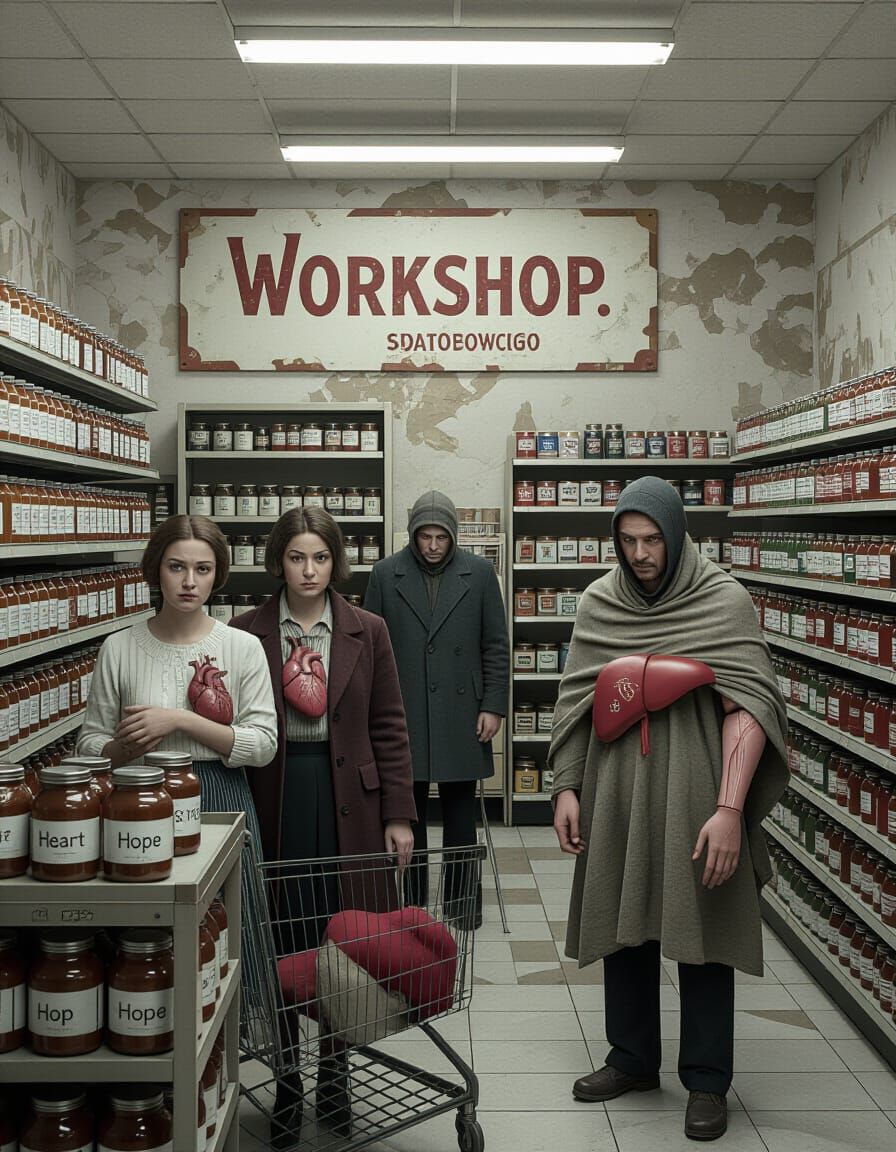 Surreal Grocery Store Scene as Cinematic Realism