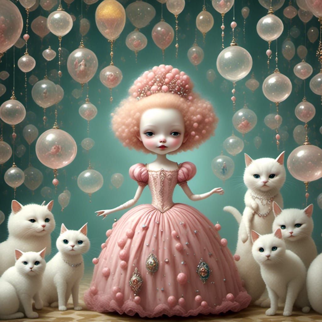 Chubby Cinderella Dancing in Surreal Baroque Style