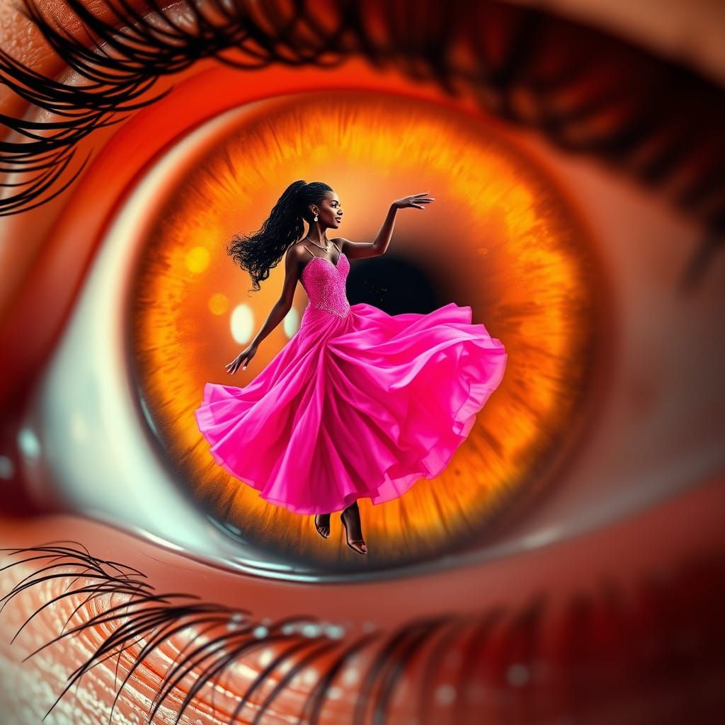 Vibrant Pink Dancer Amidst Iris