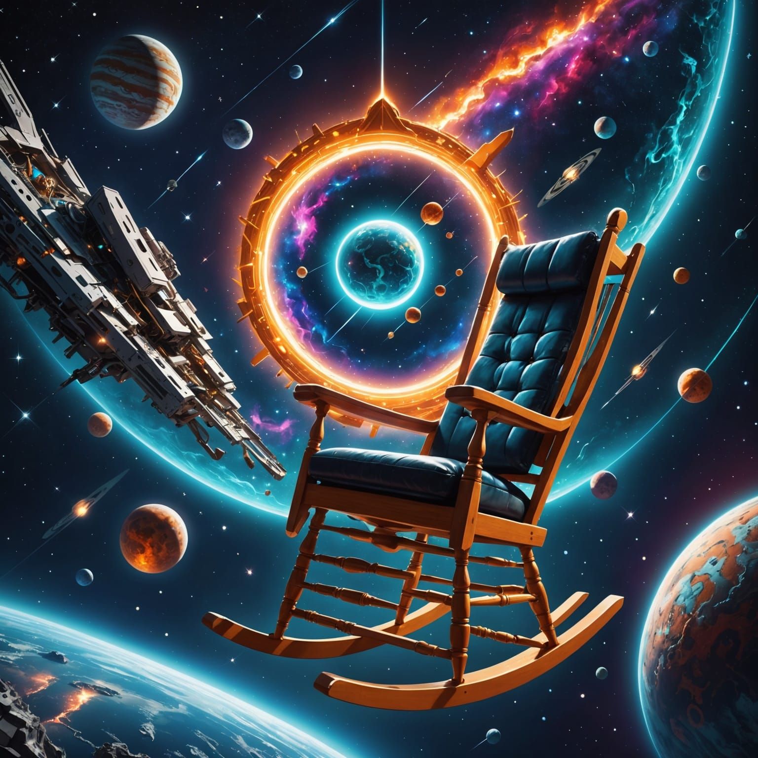 Astral Cosmic Rocking Chair in Space