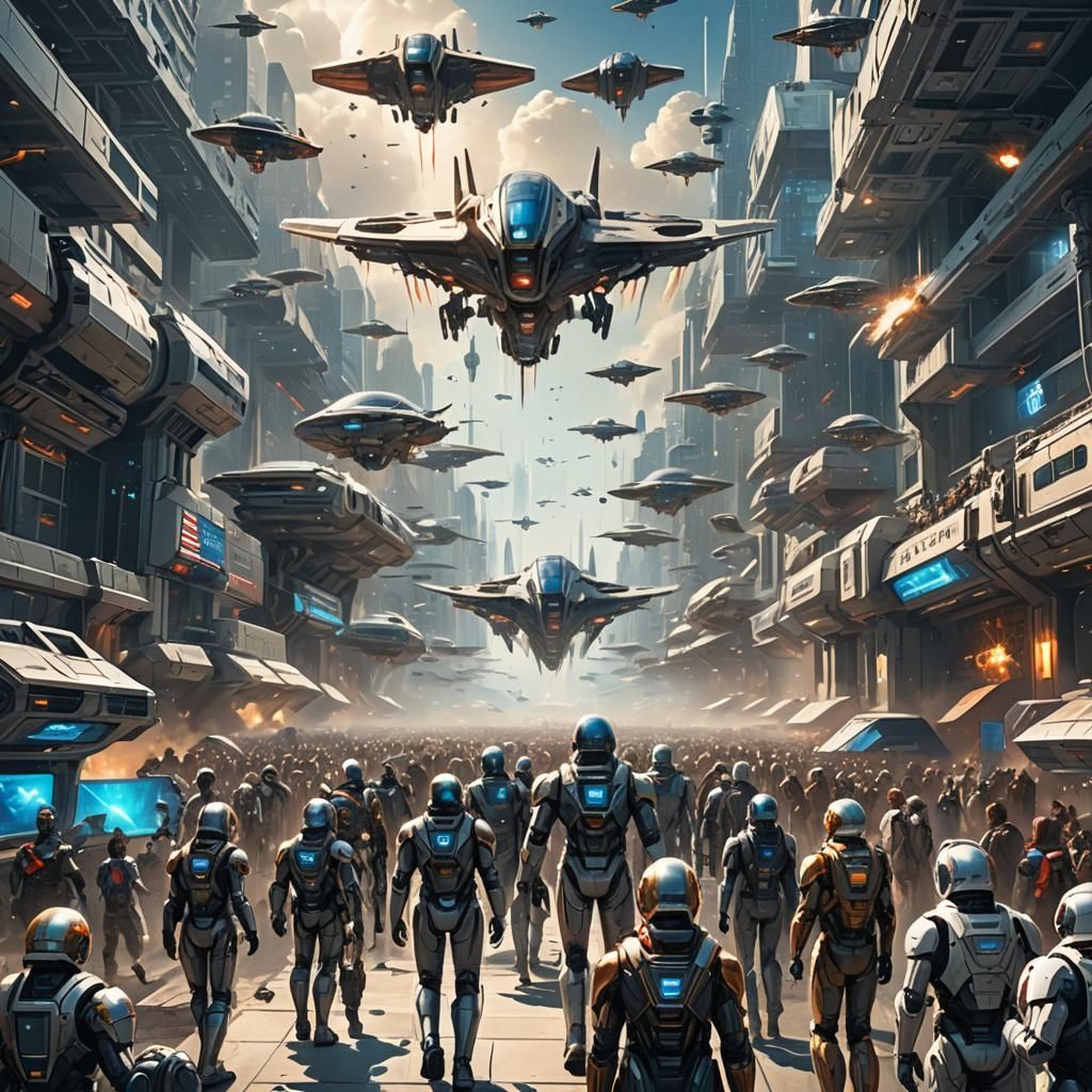 Futuristic America in 2065: Spaceships and AI Bots