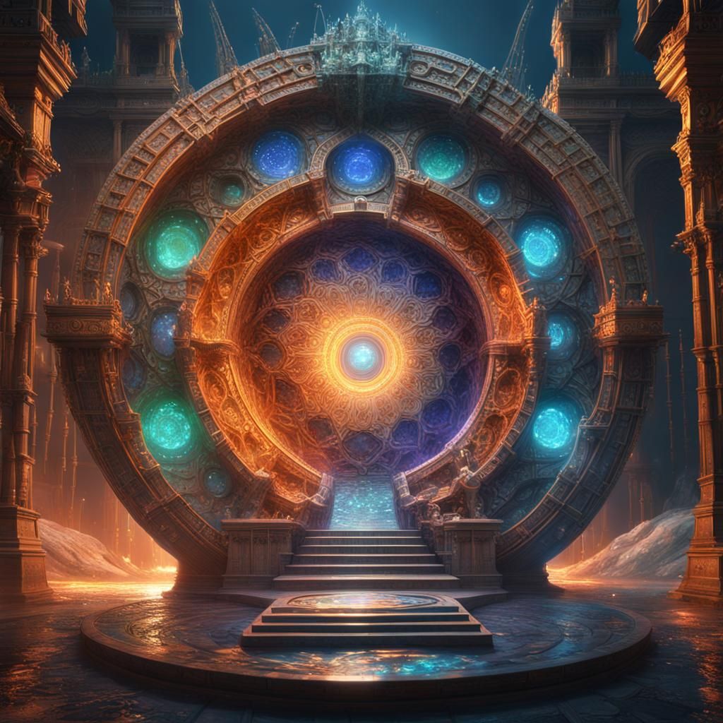 Interdimensional Portal with Ancient Architecture in Fantasy...