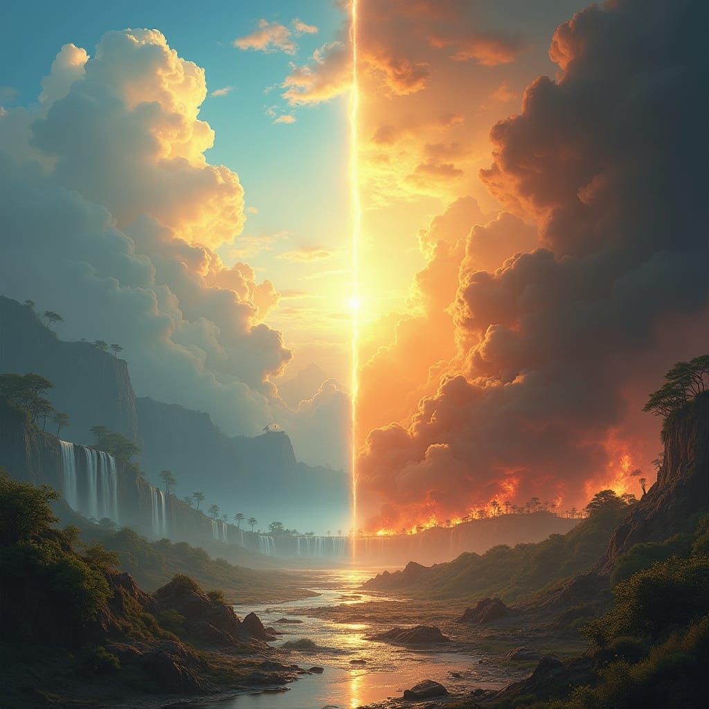 Heaven and Hell Portrait in Hyper-Realistic Style