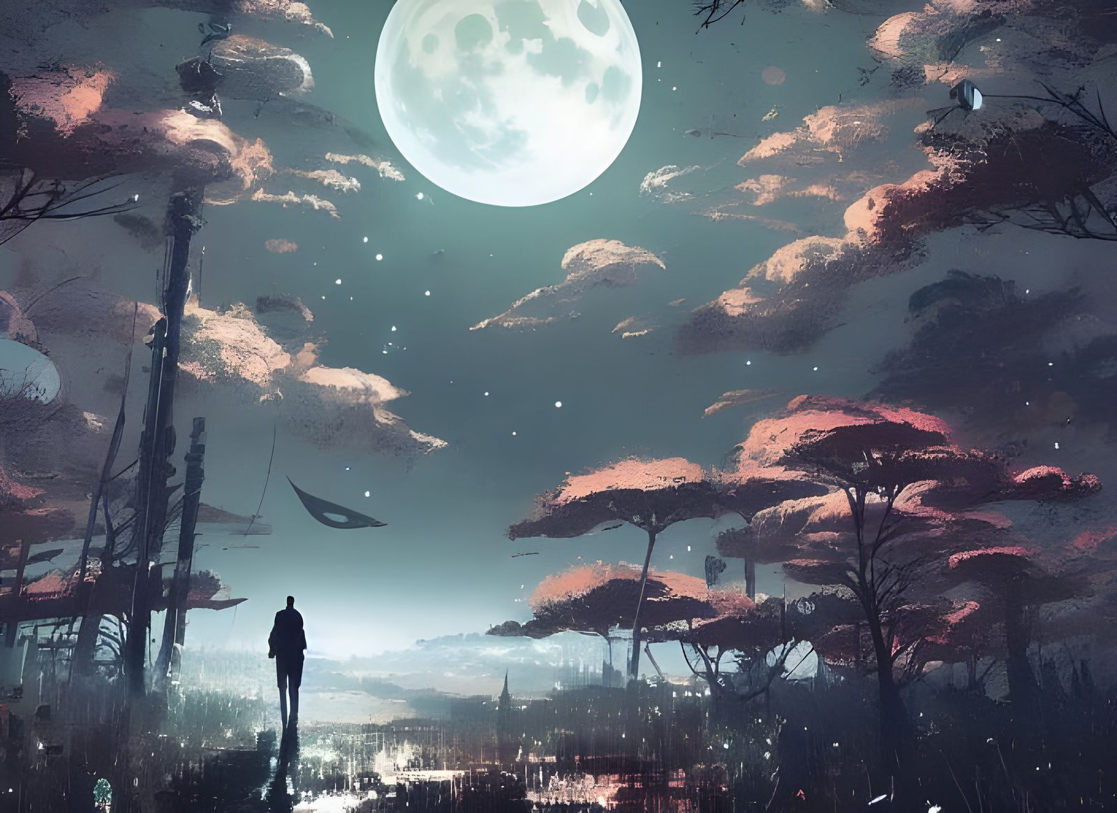 Epic Moonlit Fantasy Landscape in Digital Art