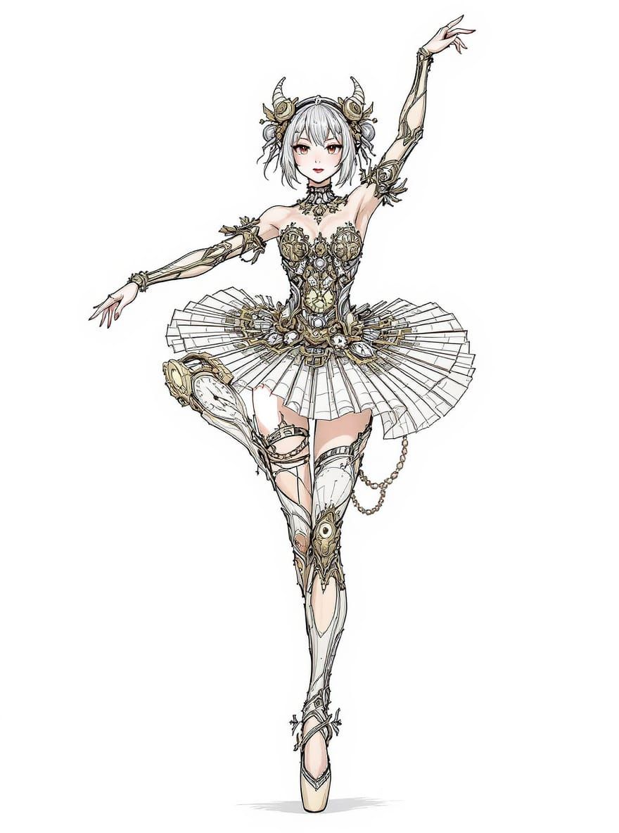 Clockpunk Ballerina in Steampunk Anime Style