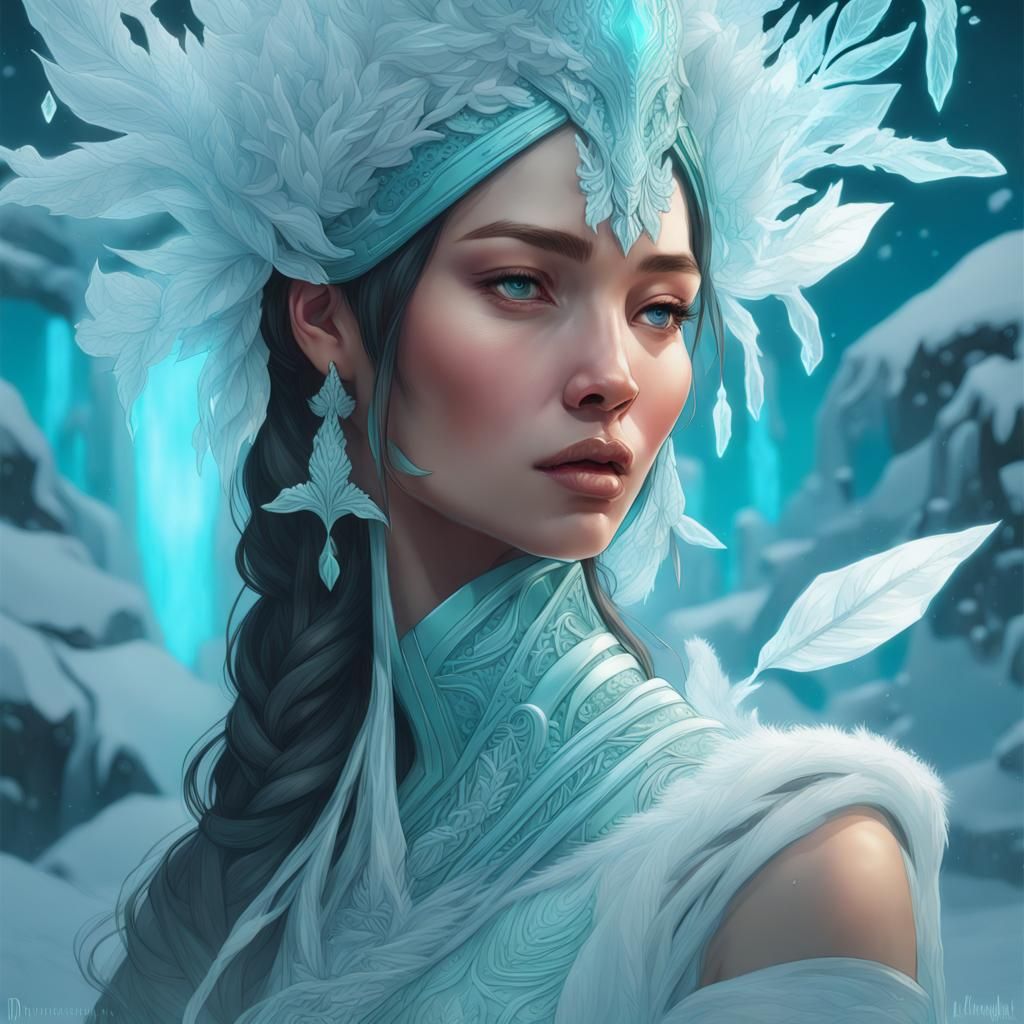 Ice Woman Portrait in Ethereal Fantasy Style