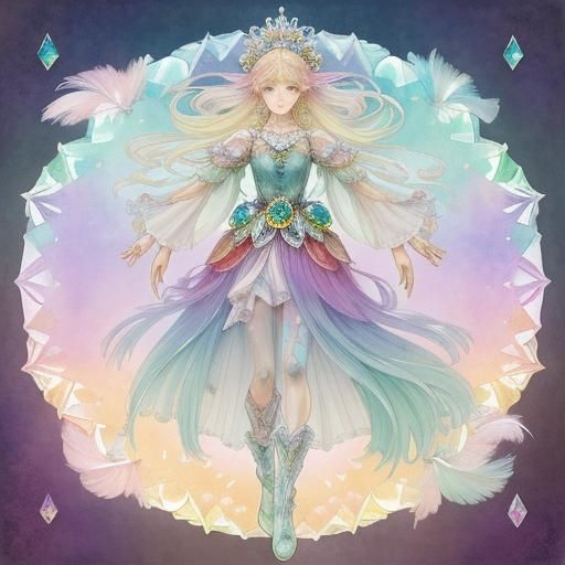 Rainbow Crystal Boots in Watercolor Art Style