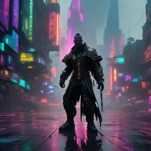 Futuristic Cyberpunk Cityscape at Night