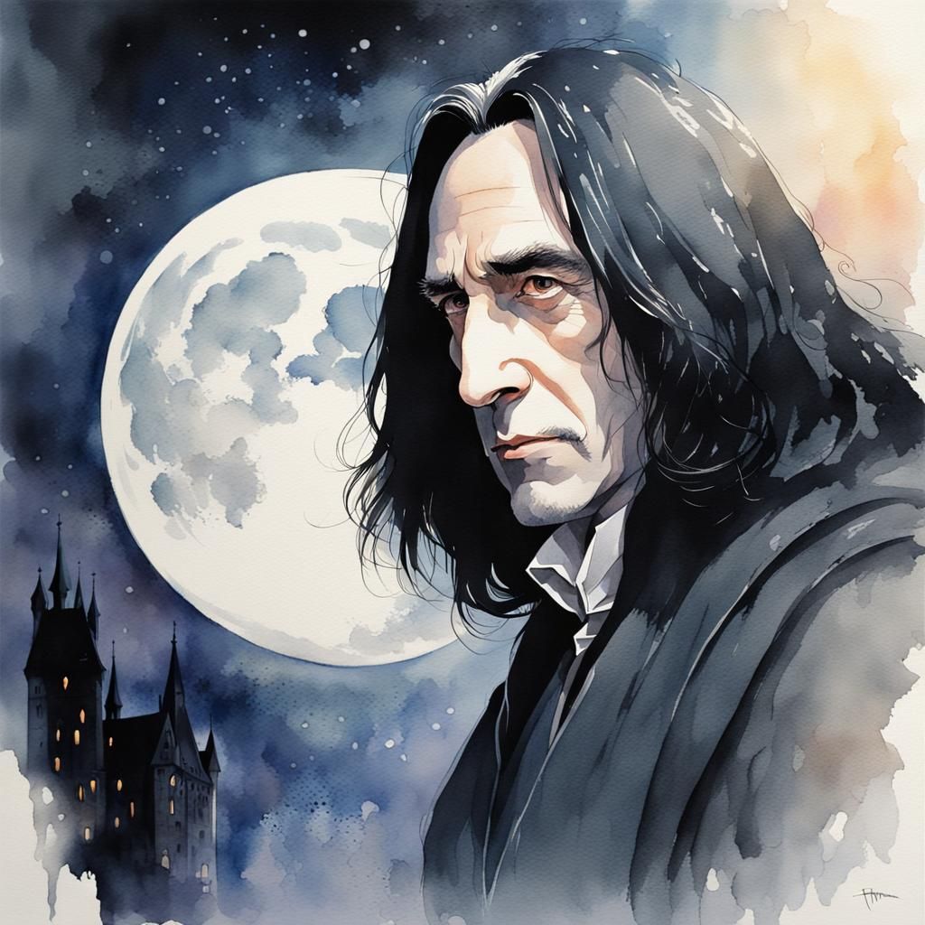 Watercolor Portrait of Severus Snape in Pastel Hues