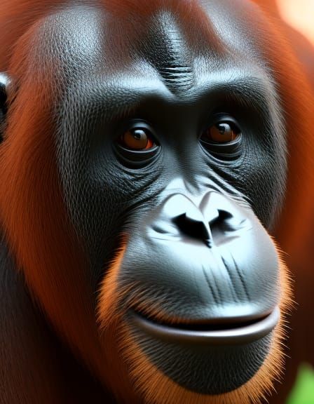 Hyperdetailed Orangutan in a Tree with Volumetric Lighting