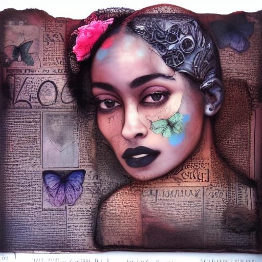 Encaustic Painting of a Beautiful Woman with Liquid Details