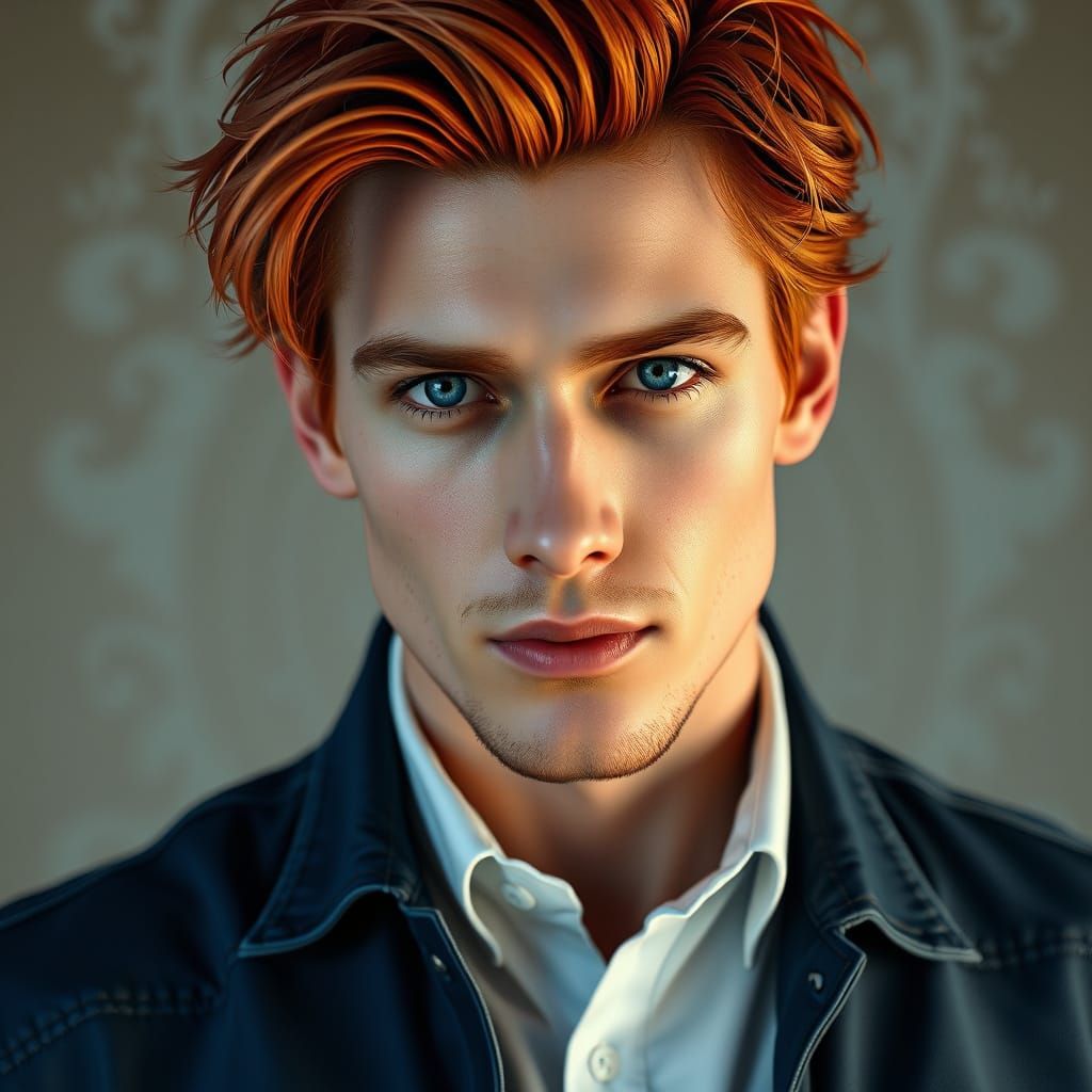 Handsome Caucasian Man in Elegant Casual Attire, Rendered in...