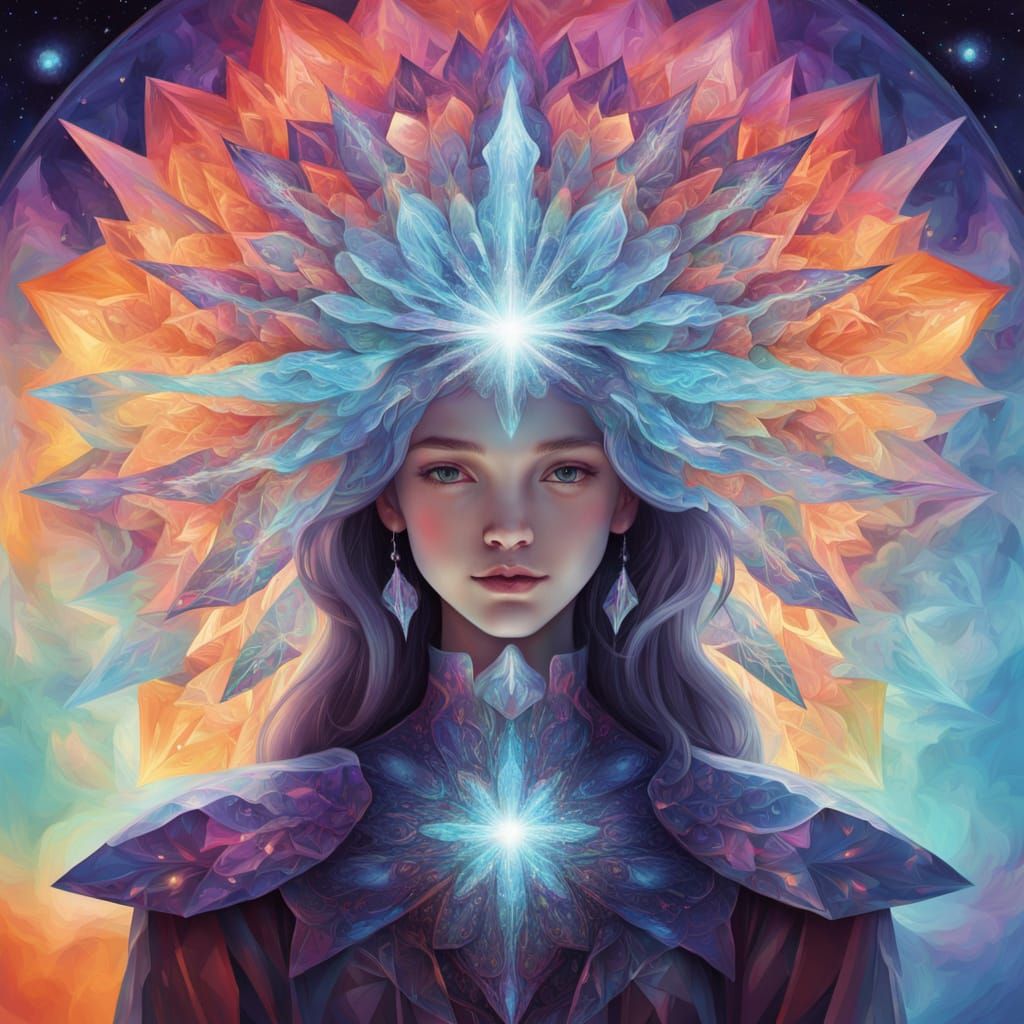 Ethereal Being Radiates Cosmic Luminescence in Vibrant Oil P...