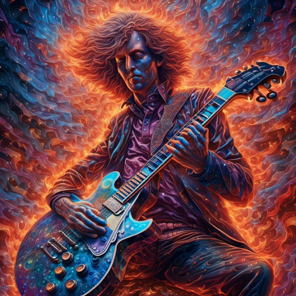 Fiery Gibson Les Paul in Cosmic Astral Illustration