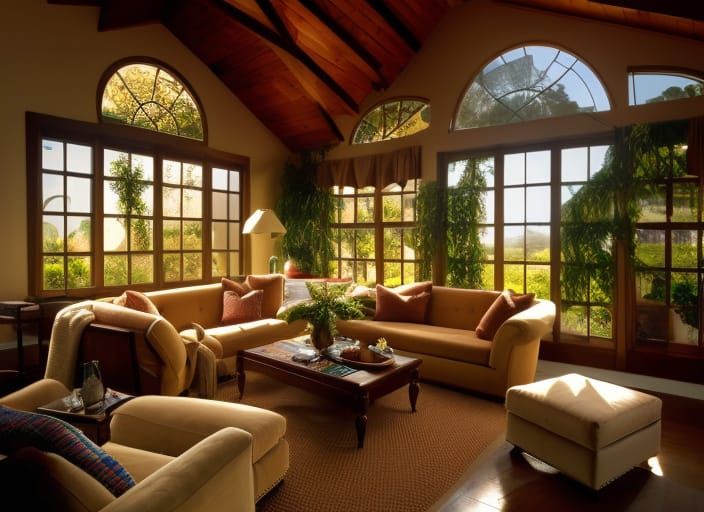 Cozy Living Room with Natural Light in Fantasy Art