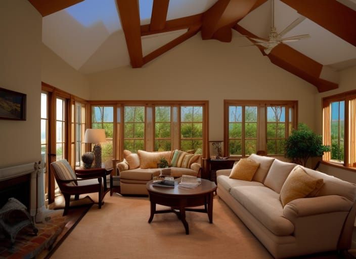 Cozy Living Room with Natural Light, Fantasy Concept Art