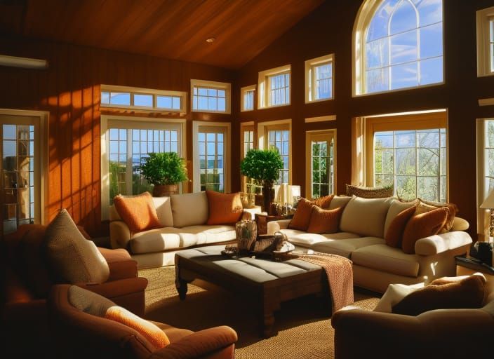 Cozy Living Room with Natural Light, Fantasy Concept Art