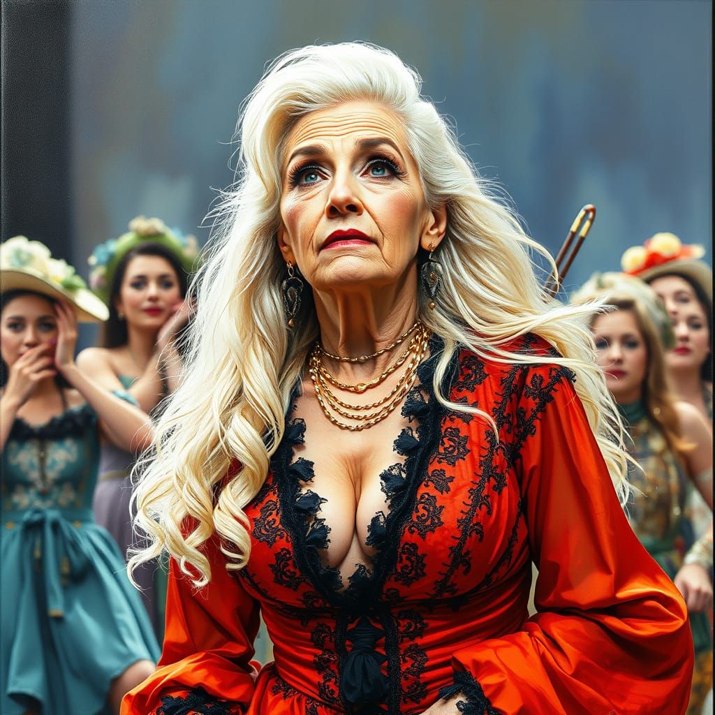 Balkan Elder in Gouache Style Impressionist Portrait