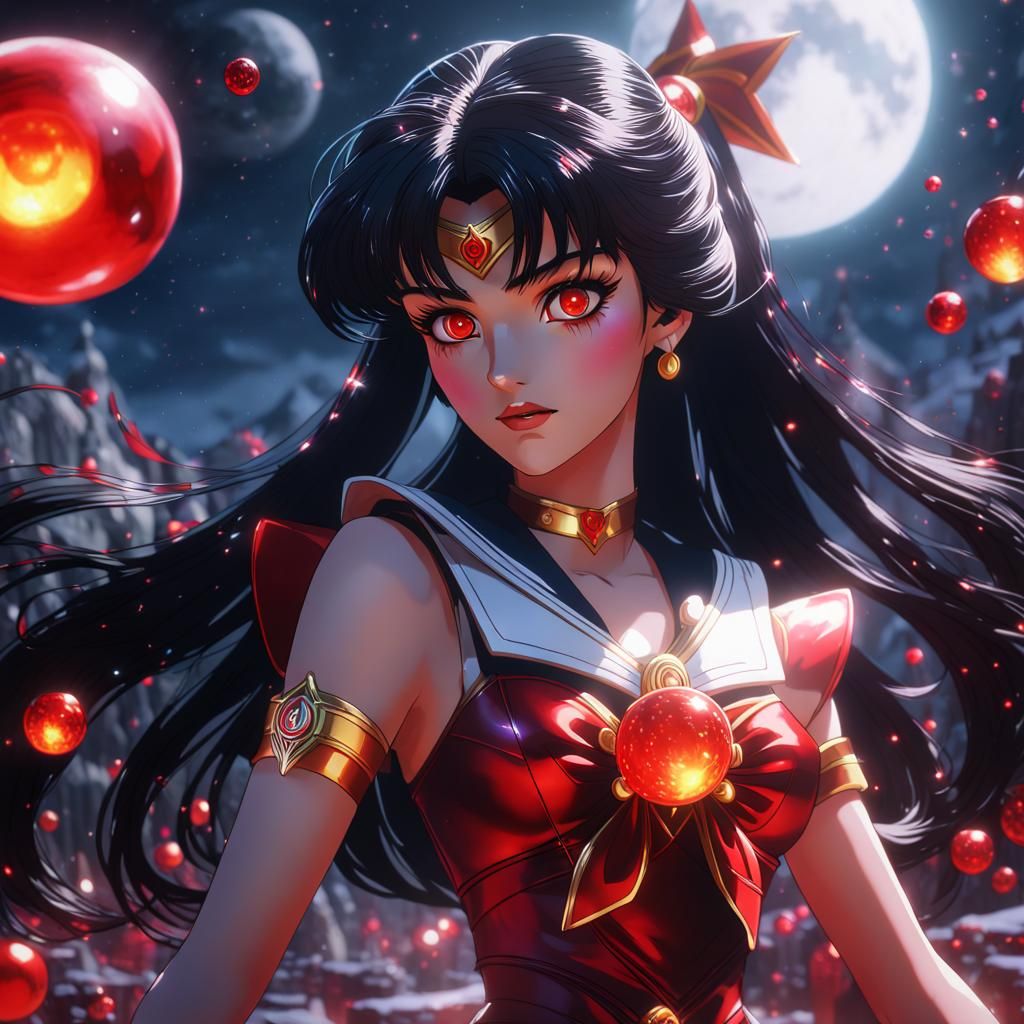 Sailor Mars with Red Magic Spheres