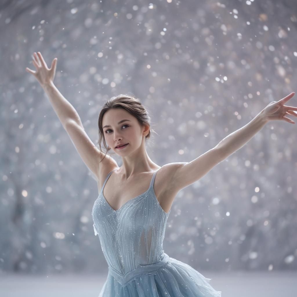 Ethereal Ice Skater in Cinematic Film Still