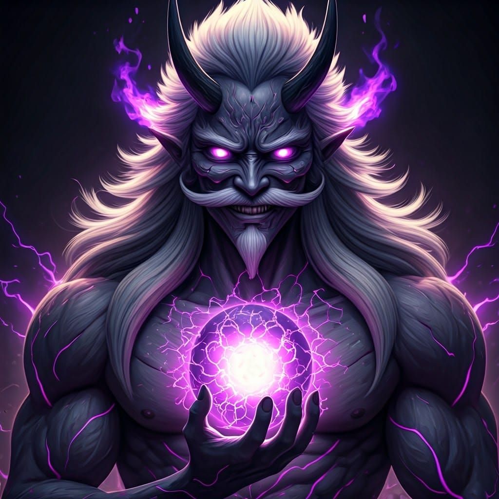 Powerful Oni with Violet Mustache and Orb