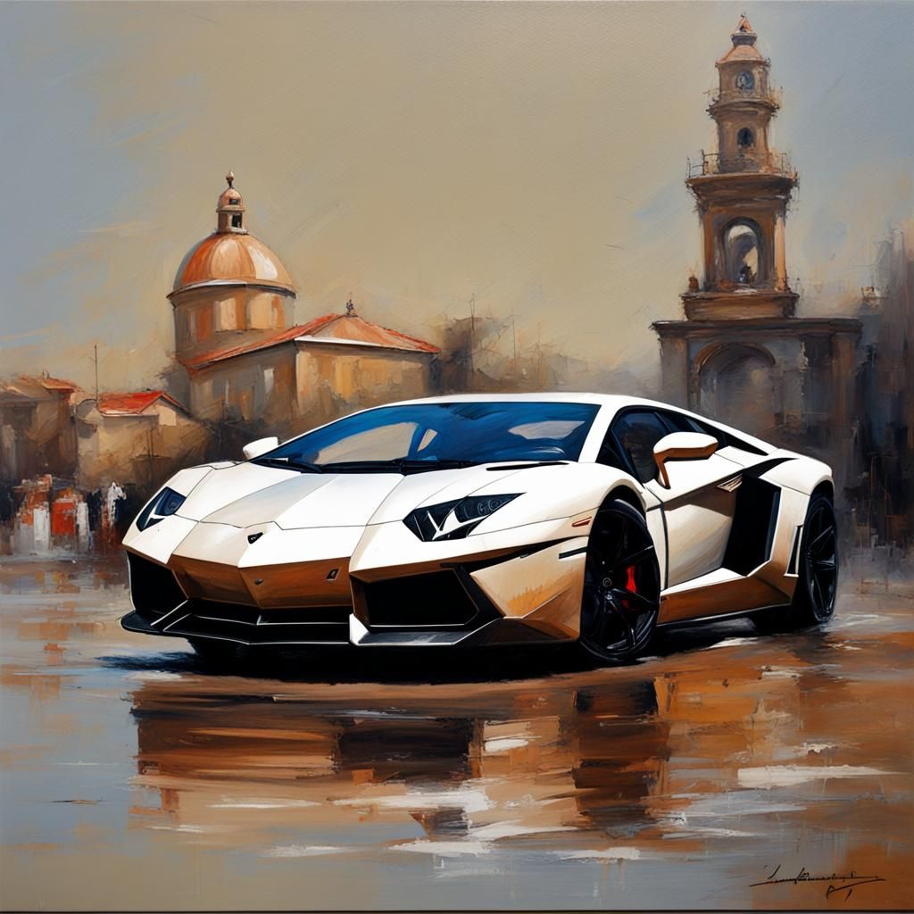 Lamborghini Aventador as Oil Painting