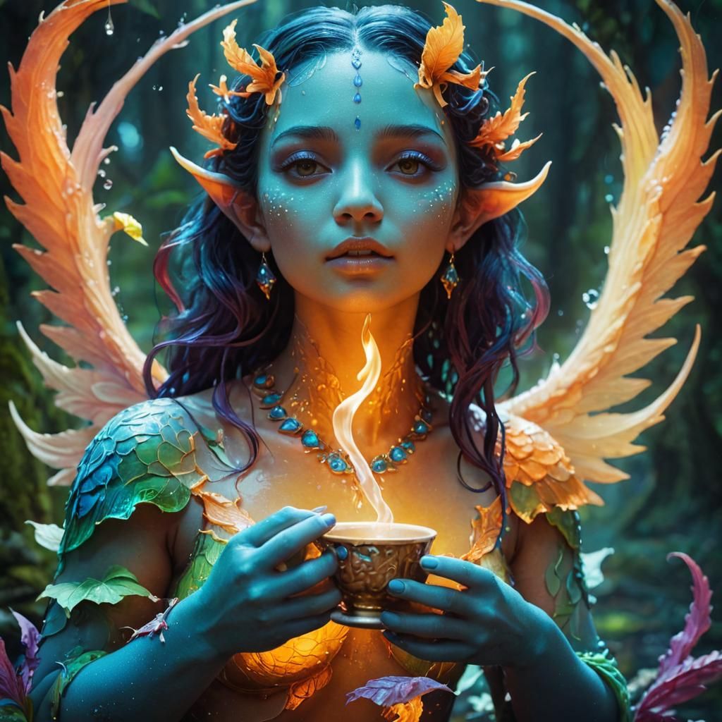 Water Nymph in Enchanted Forest Teascape