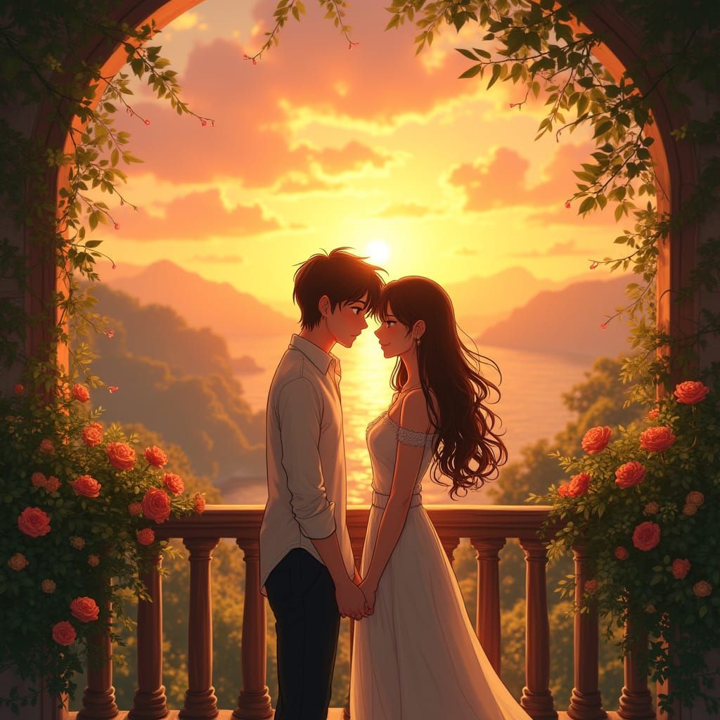 Romantic Thruple Basks in Sunset Glow