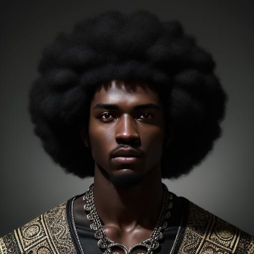 Hyperrealistic Portrait of a Black Man with Afro