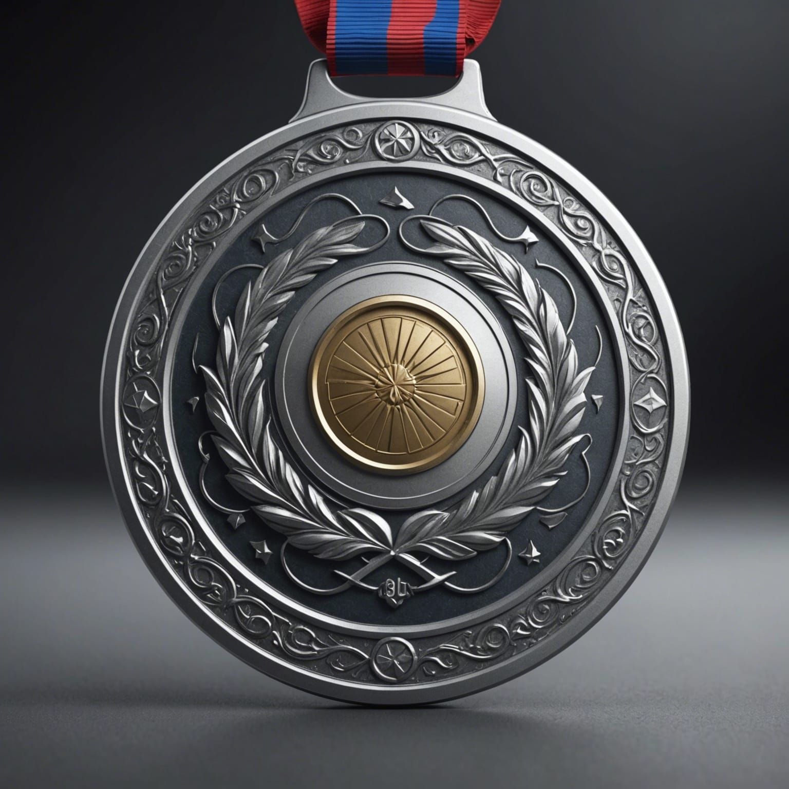 Hyperrealistic Silver Olympic Medal: Detailed Matte Painting