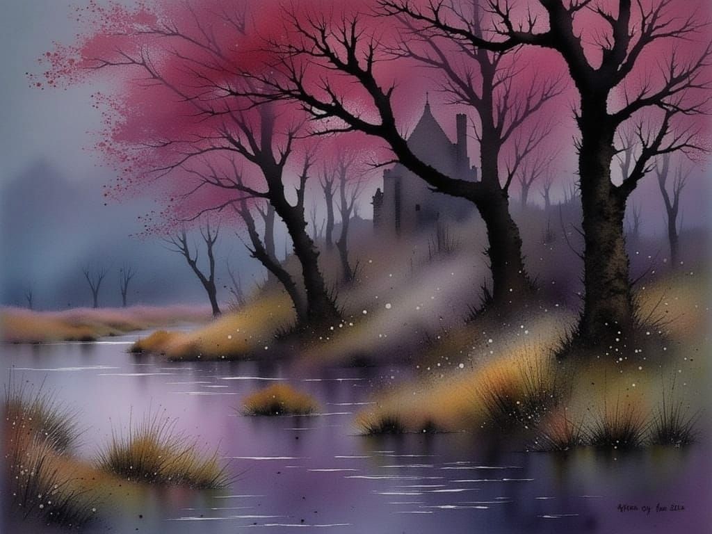 Ethereal Castle Ruin Emerges in Icy Morning Light